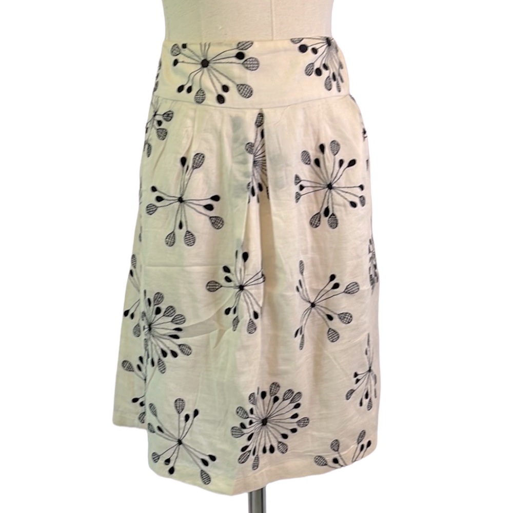 French Connection Cream and Black Embroidered Skirt